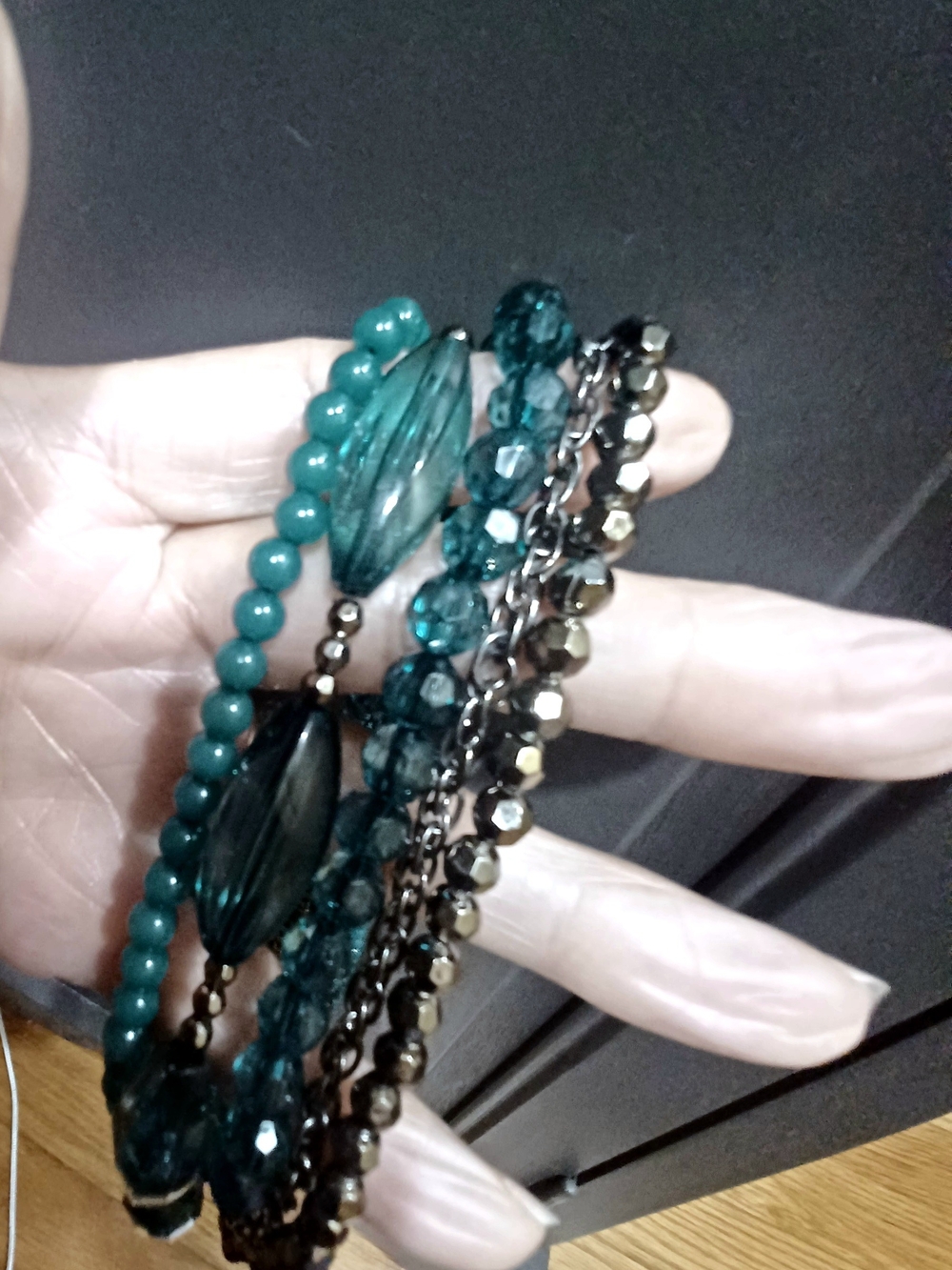TEAL MULTI-STRAND BEADED NECKLACE - WOMEN'S FASHION JEWELRY